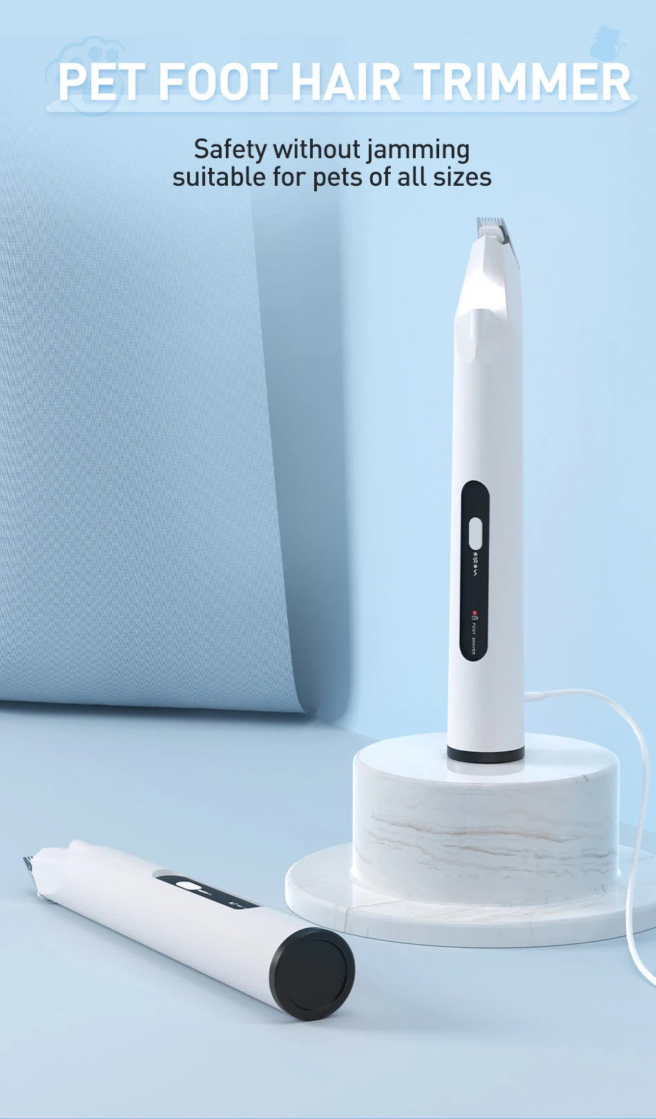 Quiet Pet Paw Trimmer with LED Light – Precise, Stress-Free Grooming for Dogs & Cats