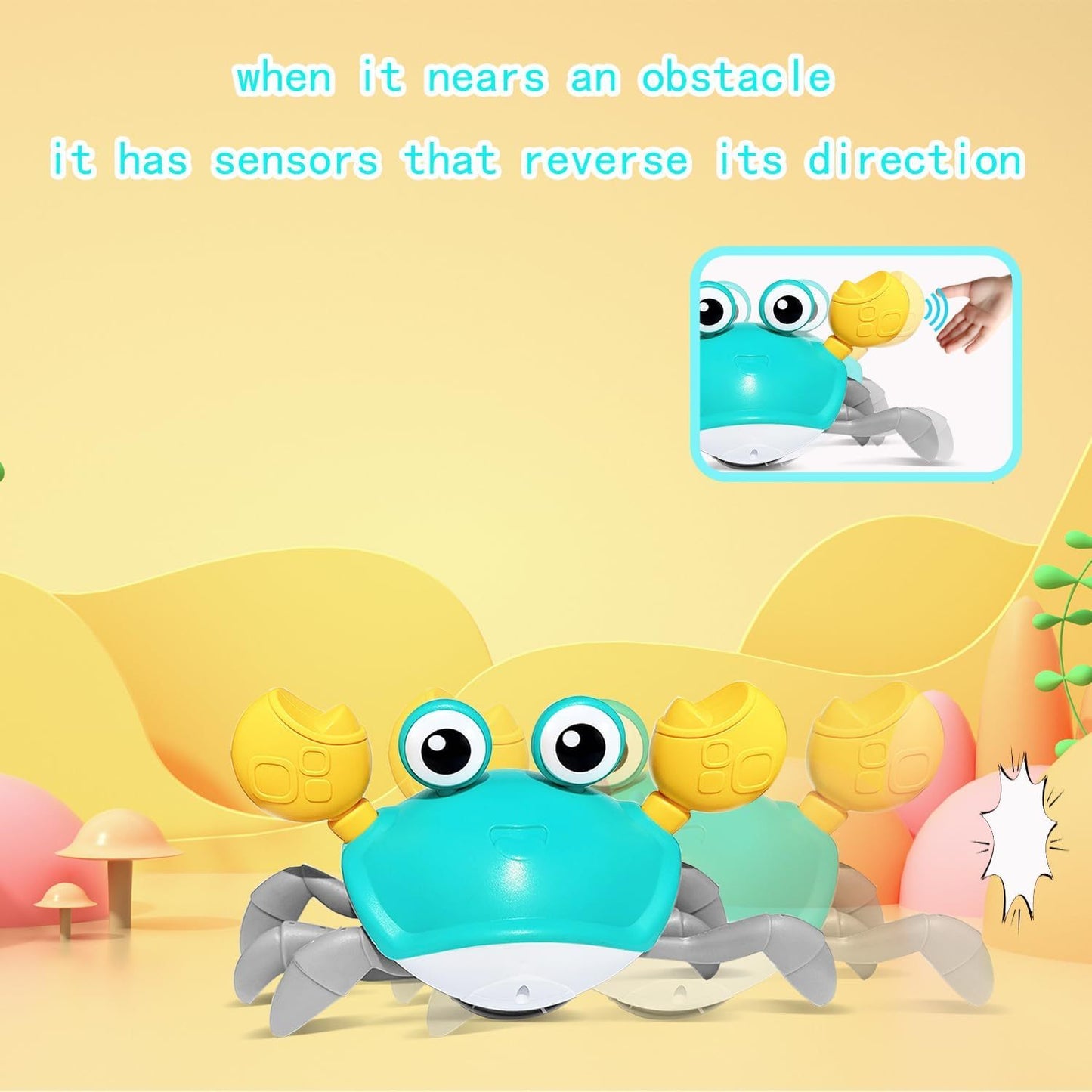 Interactive Crawling Crab Dog Toy – Obstacle Avoidance, Sounds & Lights | For Dogs & Cats