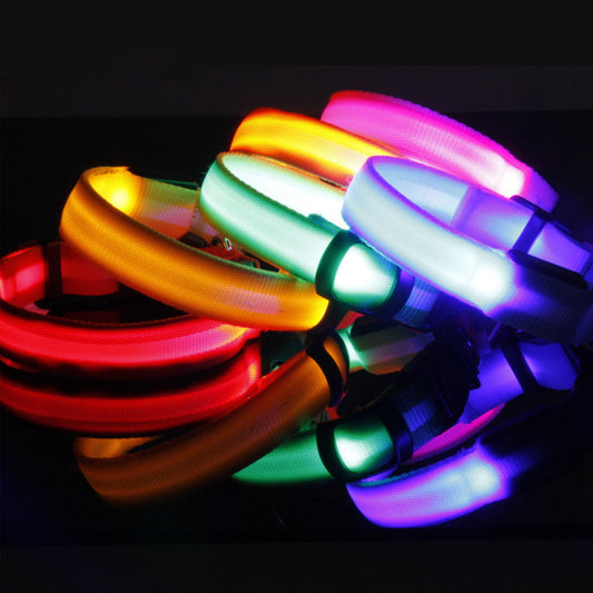 LED Safety Dog Collar – Waterproof, Replaceable Battery, Multiple Sizes