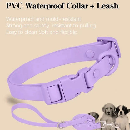 Macaron Waterproof Dog Collar – Adjustable, Dirt-Resistant PVC Pet Collar Set