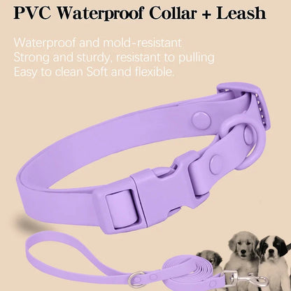 Macaron Waterproof Dog Collar – Adjustable, Dirt-Resistant PVC Pet Collar Set