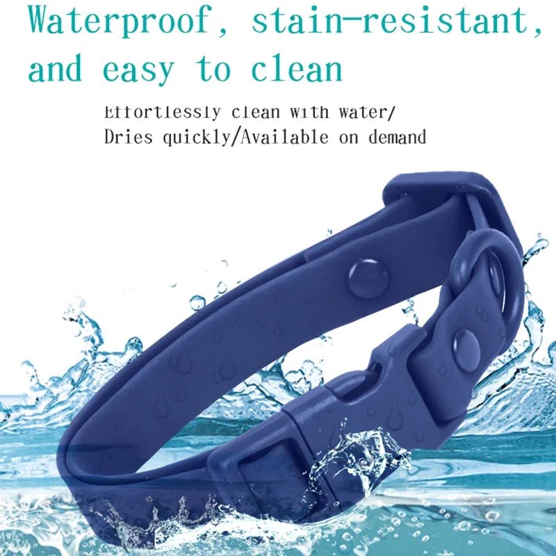 Macaron Waterproof Dog Collar – Adjustable, Dirt-Resistant PVC Pet Collar Set
