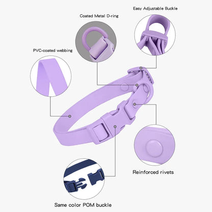Macaron Waterproof Dog Collar – Adjustable, Dirt-Resistant PVC Pet Collar Set