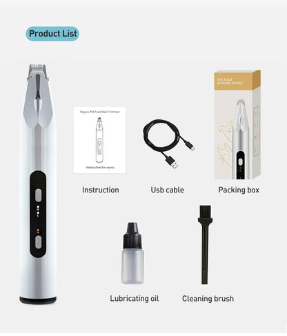 Quiet Pet Paw Trimmer with LED Light – Precise, Stress-Free Grooming for Dogs & Cats