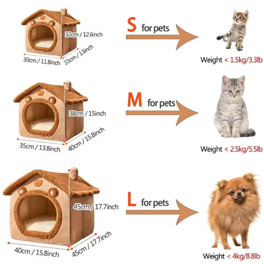 Four Seasons Cozy Pet Bed – Soft, Foldable Cat & Dog Nest with Removable Bed