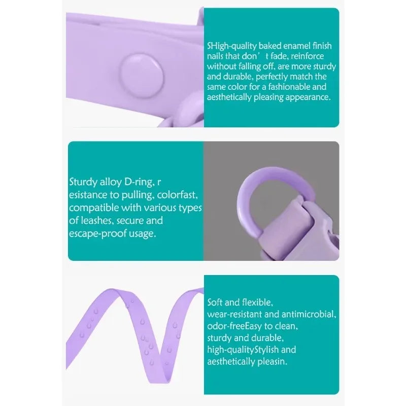 Macaron Waterproof Dog Collar – Adjustable, Dirt-Resistant PVC Pet Collar Set