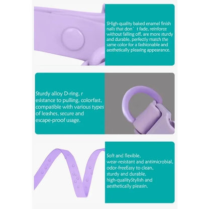 Macaron Waterproof Dog Collar – Adjustable, Dirt-Resistant PVC Pet Collar Set