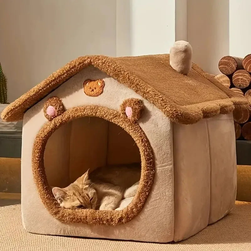 Four Seasons Cozy Pet Bed – Soft, Foldable Cat & Dog Nest with Removable Bed