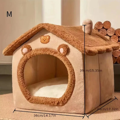 Four Seasons Cozy Pet Bed – Soft, Foldable Cat & Dog Nest with Removable Bed