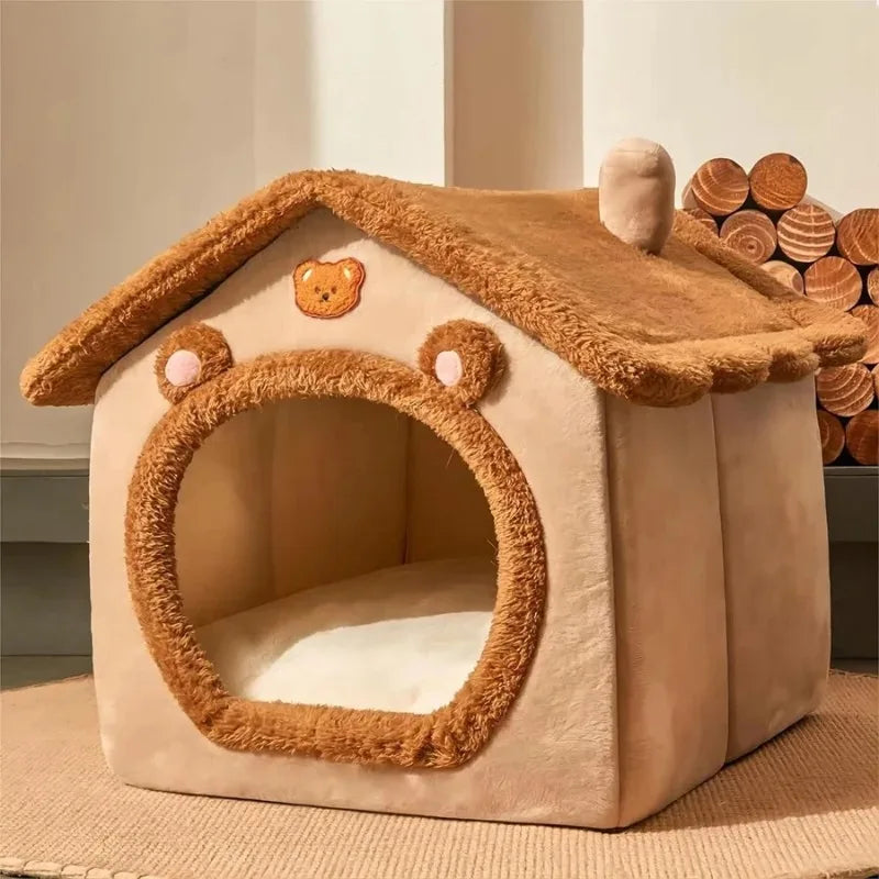 Four Seasons Cozy Pet Bed – Soft, Foldable Cat & Dog Nest with Removable Bed