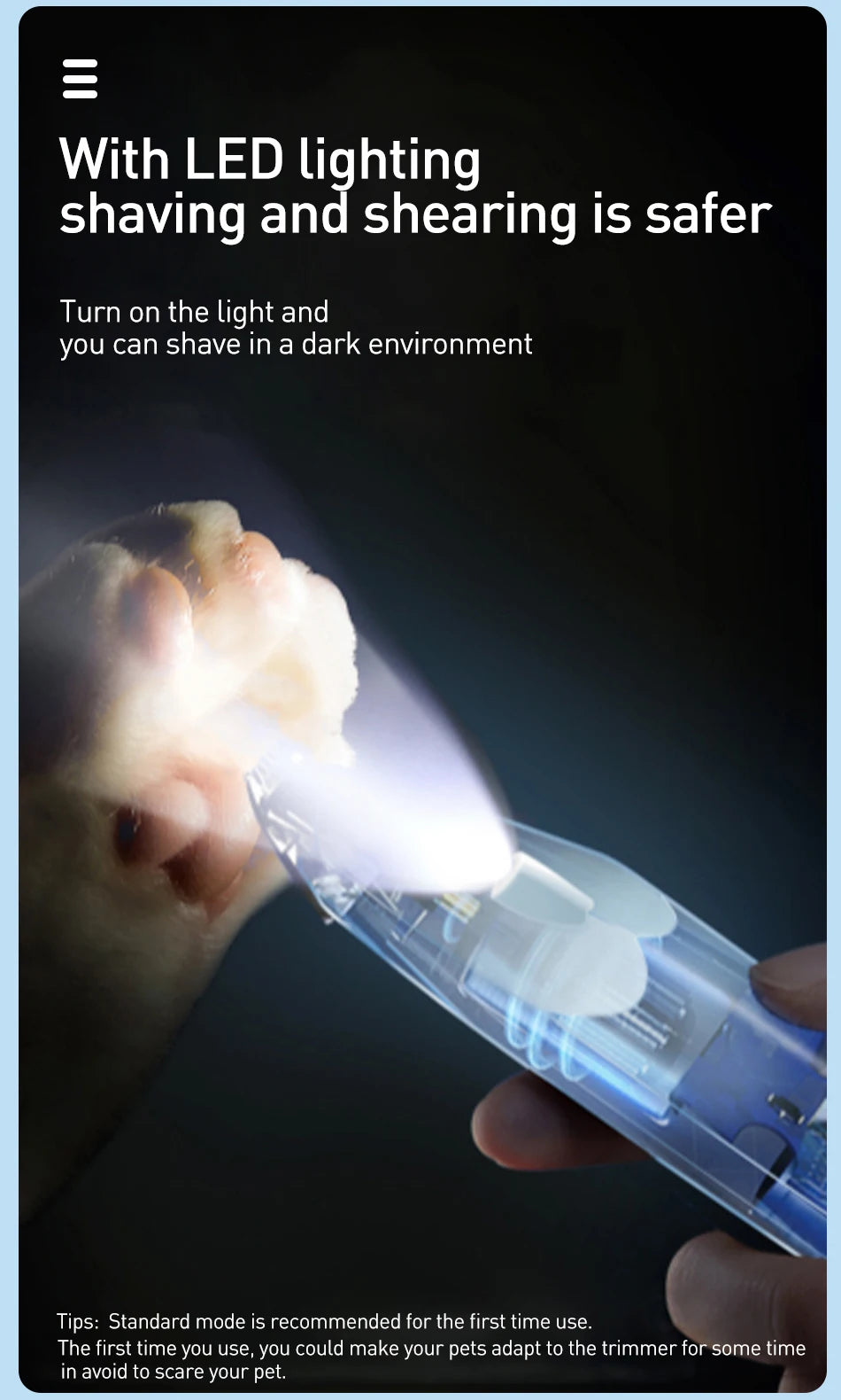 Quiet Pet Paw Trimmer with LED Light – Precise, Stress-Free Grooming for Dogs & Cats