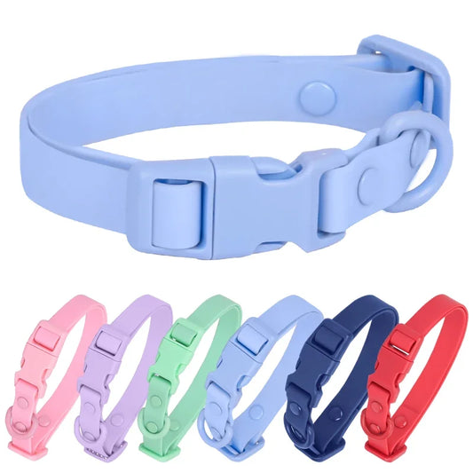 Macaron Waterproof Dog Collar – Adjustable, Dirt-Resistant PVC Pet Collar Set