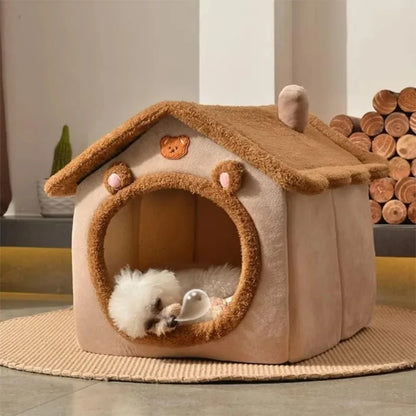 Four Seasons Cozy Pet Bed – Soft, Foldable Cat & Dog Nest with Removable Bed