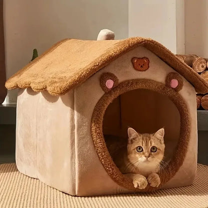Four Seasons Cozy Pet Bed – Soft, Foldable Cat & Dog Nest with Removable Bed