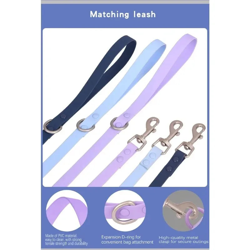 Macaron Waterproof Dog Collar – Adjustable, Dirt-Resistant PVC Pet Collar Set
