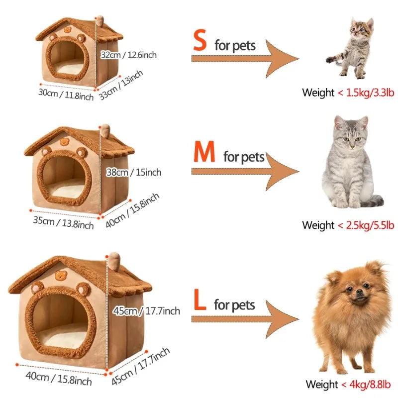 Four Seasons Cozy Pet Bed – Soft, Foldable Cat & Dog Nest with Removable Bed