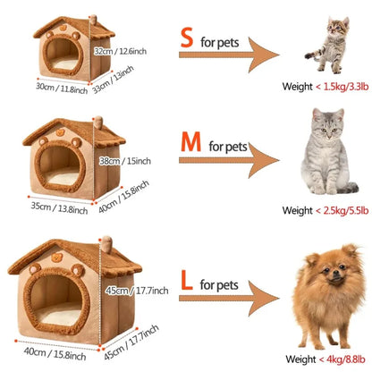 Four Seasons Cozy Pet Bed – Soft, Foldable Cat & Dog Nest with Removable Bed