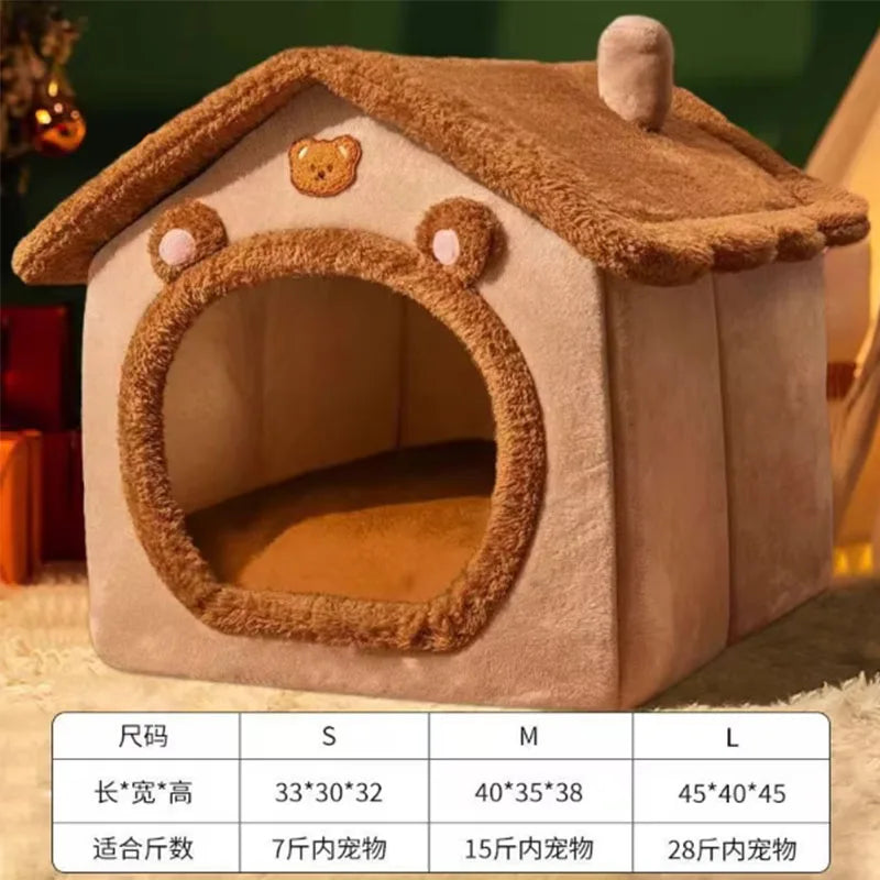 Four Seasons Cozy Pet Bed – Soft, Foldable Cat & Dog Nest with Removable Bed